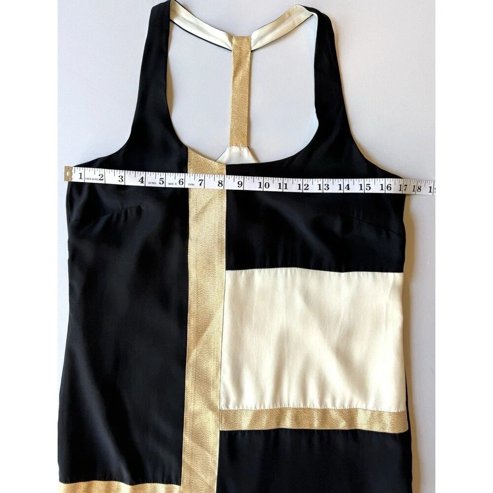 Alice & Trixie Mae 100% Silk Dress Sz Small Color Block Metallic Retro